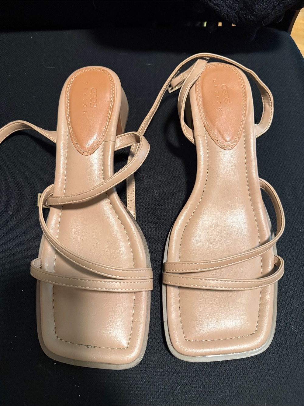 ASOS Beige Strappy Square-Toe Sandals